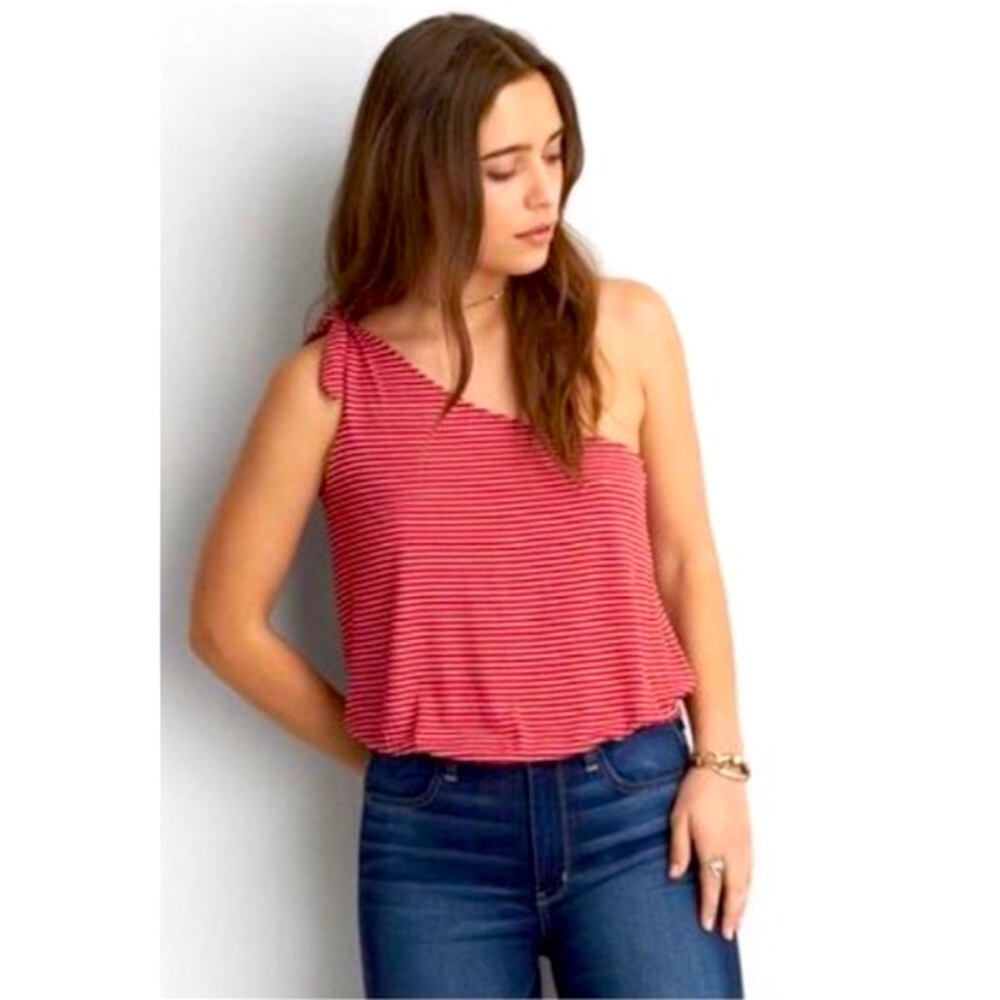 Medium American Eagle Red/White Strapless Top